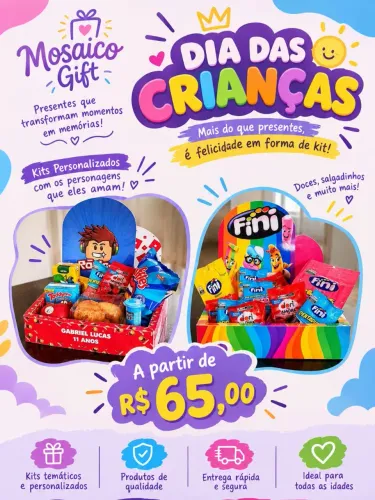 Cesta Personalizada Dia das Crianças Aniversário