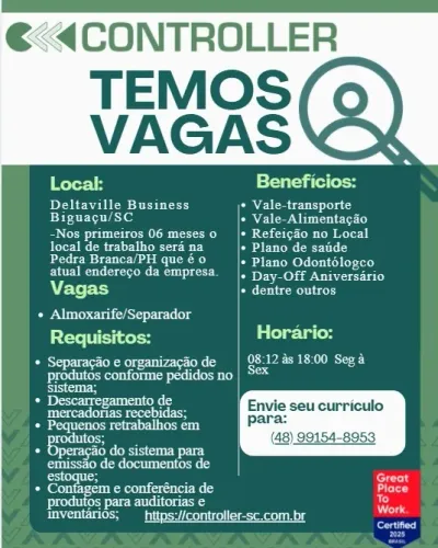Estamos Contratando: Separador de Mercadorias