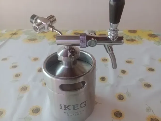 Chopeira Portátil IKEG 2 litros aço inoxidável, torneira Italiana, regulador de pressão, m