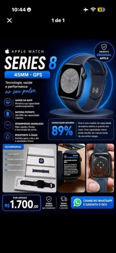 Relógio Apple Watch 8 GPS 45mm Midnight