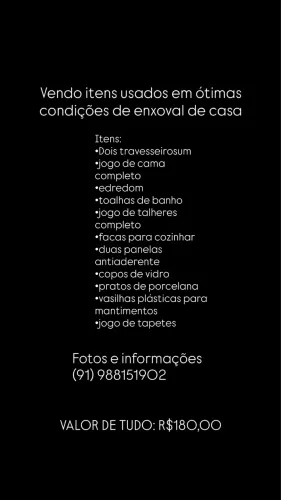 Itens para enxoval de casa