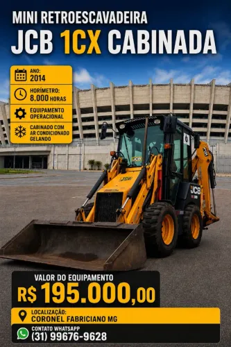 Mini retroescavadeira JCB 1CX cabinada 