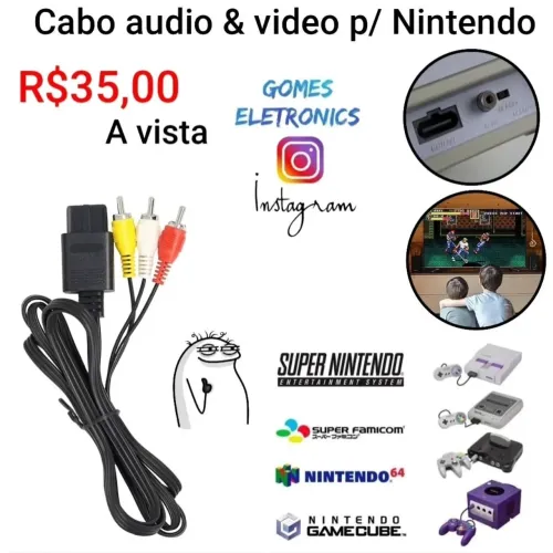 Cabo de video para Super Nintendo Gamecube nintendo N64 (loja fisica)