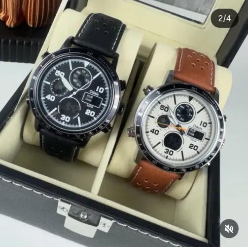 RELOGIO DE LUXO ANALOGICO COM PULSEIRA DE COURO E A PROVA DE AGUA