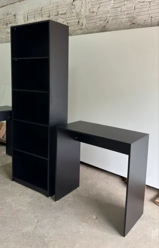KIT ARMÁRIO MULTIUSO COM ESCRIVANINHA DE MDF PRETO