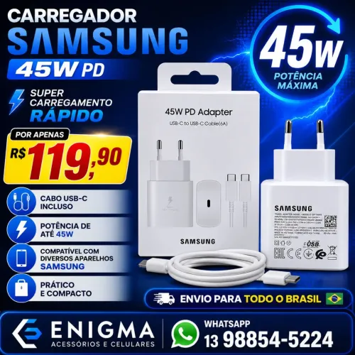 CARREGADOR TURBO 45W SAMSUNG ORIGINAL 