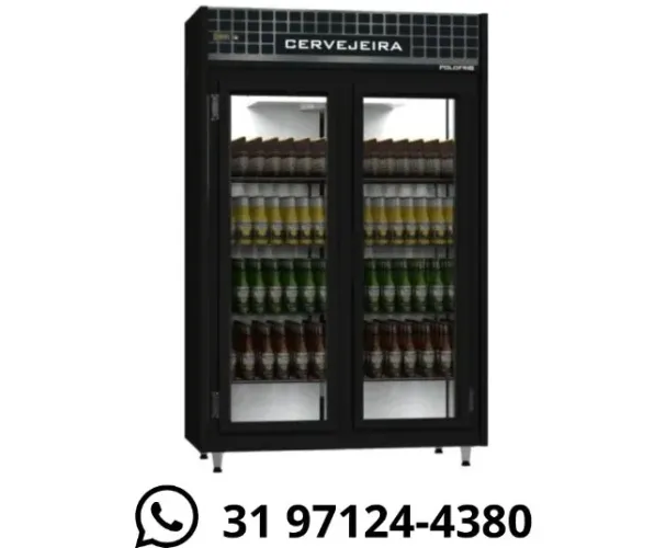 Cervejeira 2 Portas de Vidro Preta Polo Frio