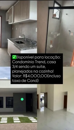 Alugo casa 3/4, sendo uma suíte | Condomínio Trend | Bairro Sim