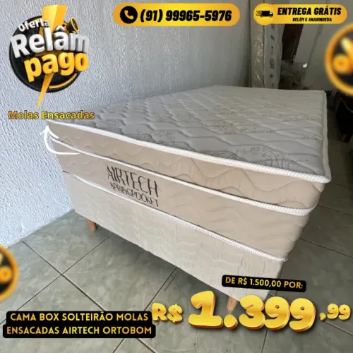 Cama Box Solteirão Airtech Ortobom Molas Ensacadas