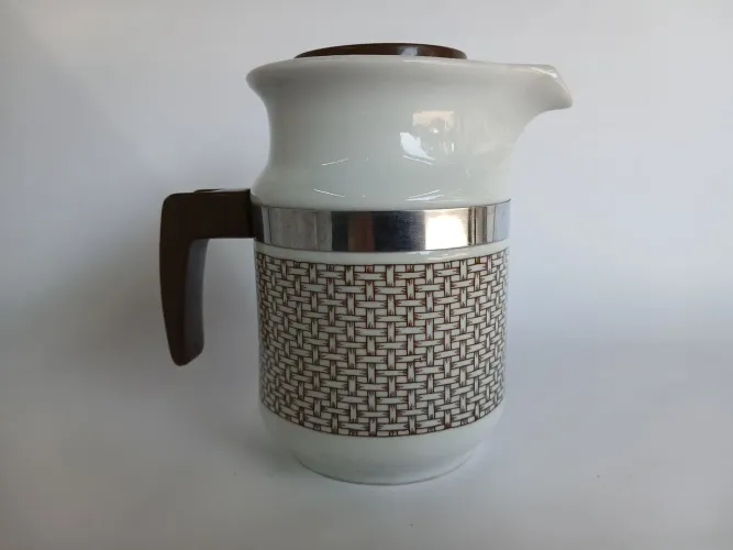 Bule Vintage Porcelana Pozzani Anos 70 Marrom Trançado
