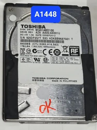 Placa HD 1 Tb Mq01abd100 - Fw: Ax001u - Cod. A1448*