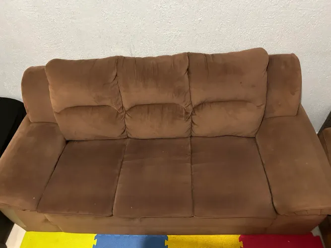 Sofá 3 e 2 Lugares em Suede Marrom