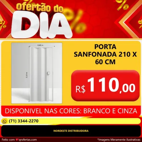 PORTA SANFONADA 60 CM ( BANHEIRO ) NAS CORES BRANCA OU CINZA