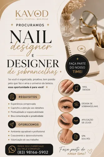 VAGA | NAIL DESIGNER E DESIGNER DE SOBRANCELHAS 