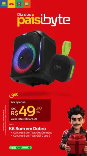 75079 Caixa de Som TWS GET Connect + Caixa de Som TWS GET Cube 2