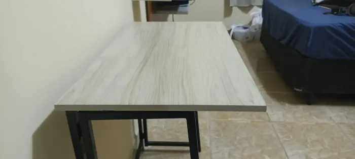 Escrivaninha Dobrável P/ Notebook Apoio Trabalho Aço E Mdf