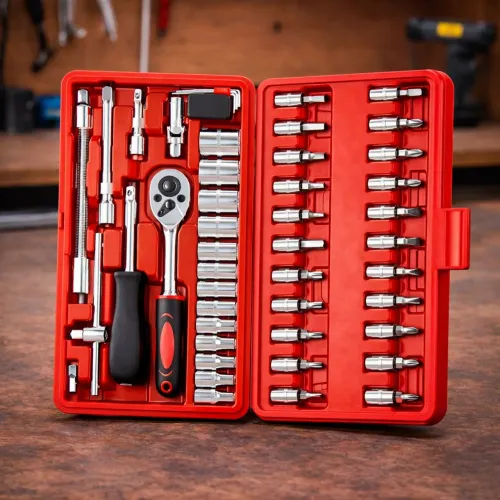 Jogo Ferramentas Kit Completo 46 Peças Soquetes + Maleta