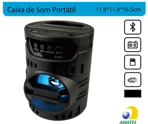 Caixa De Som Speaker Caixinha Bluetooth Portátil Amplificada Led Grasep Nova na Caixa