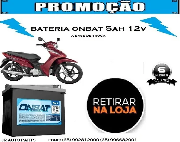 Bateria onbat 5ah Honda Biz 125i 2014 2015 2016 2017 2018 2019 2020 2021