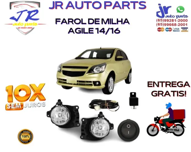 Kit Farol de Milha Auxiliar Chevrolet Agile 2014 2015 2016 Botão Universal 