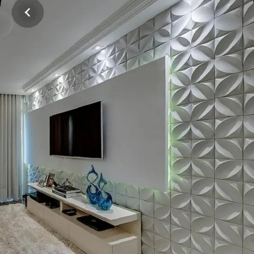 Gesso em reboco. Placas. Acartonado. Decorações parede 3d
