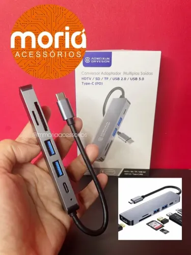 Hub Conversor Adaptador USB Type C para HDMI, SD, TF, USB 3.0