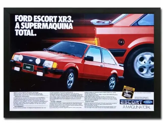 Escort XR3 1984, 1985, 1986 - Quadro decorativo com propaganda original de revista