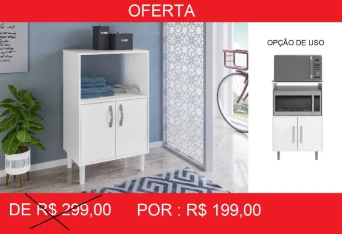Balcão organizador para microondas ou lavanderia - Entrega e montagem gratis