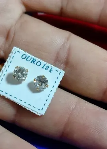 Brinco Pedra Zircônia 5 mm Ouro 18 kilates 