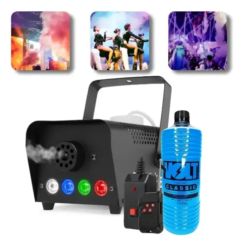 Maquina De Fumaça Dmx Bx-600 3 Leds Rgb 2 Controles + Fluido
