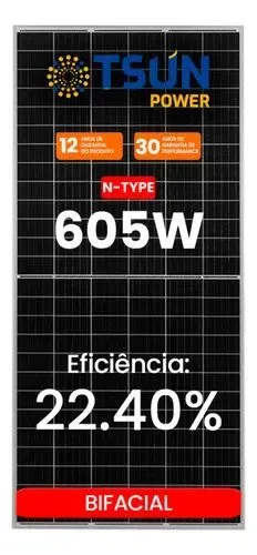 Placa Solar 580w/ 585w/ 590w/ 595w/ 600w/ 605w/ 610w/ 615w/ 620w Bifacial
