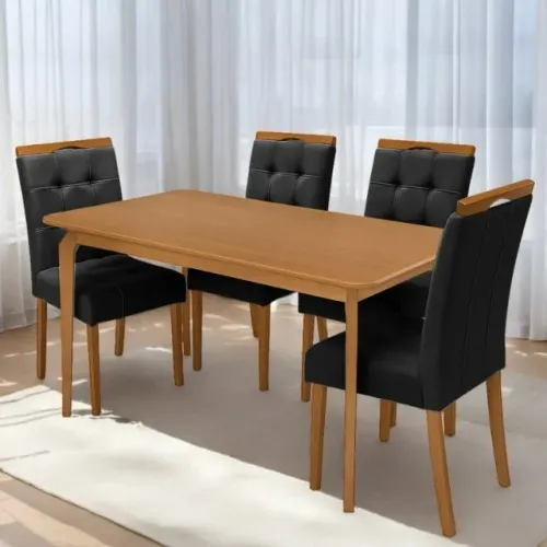 Mesa Alegra 120 Cinamomo (Sem vidro) com 4 Cadeiras Sophia