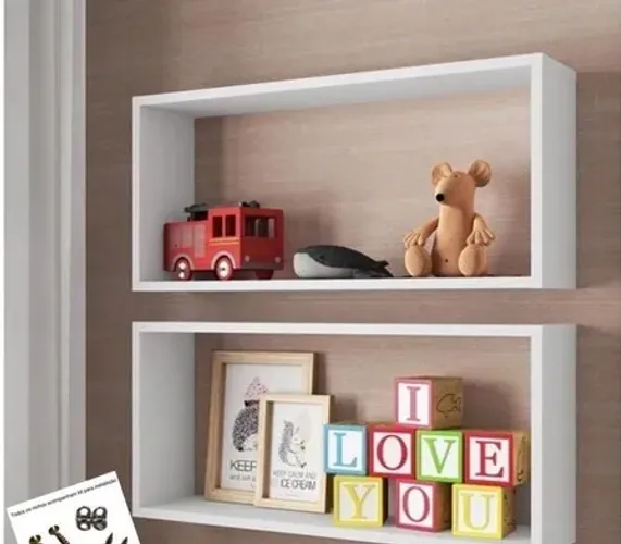 Kit 2 Nicho Retangular Decoração Quarto, Cozinha, Sala, Banheiro MDF 15mm Branco