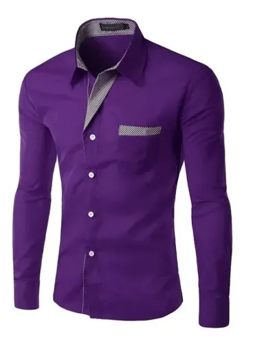 Camisa Masculina de Manga Longa Design Slim Casual Tamanho 3XL