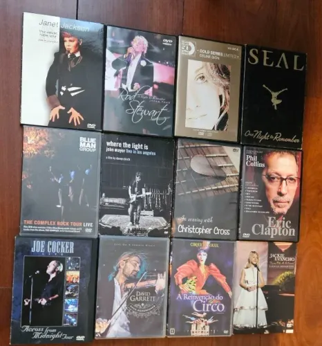 12 DVDs Originais Pop/Rock Internacional e 1 DVD Cirque Du Soleil 