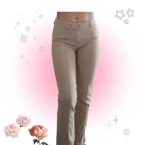 calça flare bege 
