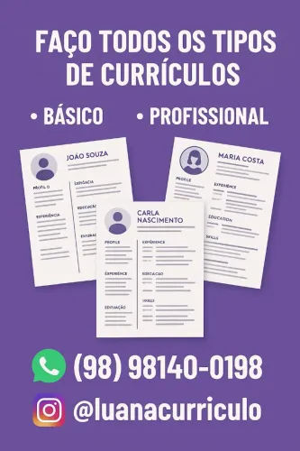 FAÇO CURRÍCULO EM PDF, ENVIO VIA WHATSAPP 