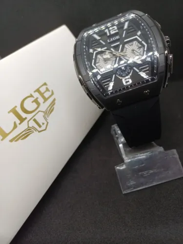Relógio Masculino LIGE LG-89108 - Pulseira em Silicone - PRETO - NOVO