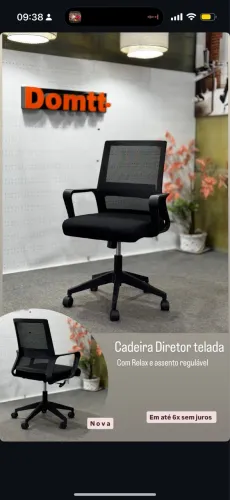 Cadeira Diretor telada Com Relax e assento regulável-Em até 6x sem juros 
