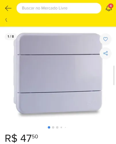 Quadro de distribuição com barramento 8 disjuntores
