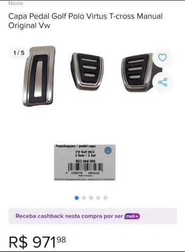 Capa pedal virtus, polo, nivus etc manual.
