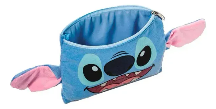 Necessaire Toque Pelúcia Orelhas Stitch Cor Azul - R$35,00