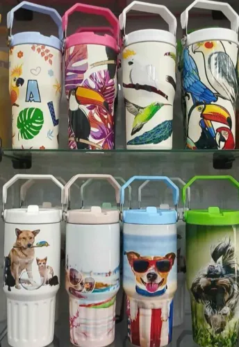 Copo Térmico Pet Lovers 600ml Aço Inox Com Canudo