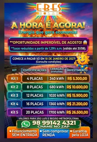 Energia SOLAR com o MENOR PREÇO DO MARANHÃO.