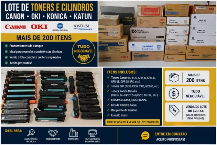 Lote de Toners e Cilindros Canon, OKI, Konica e Katun | Aceito Propostas