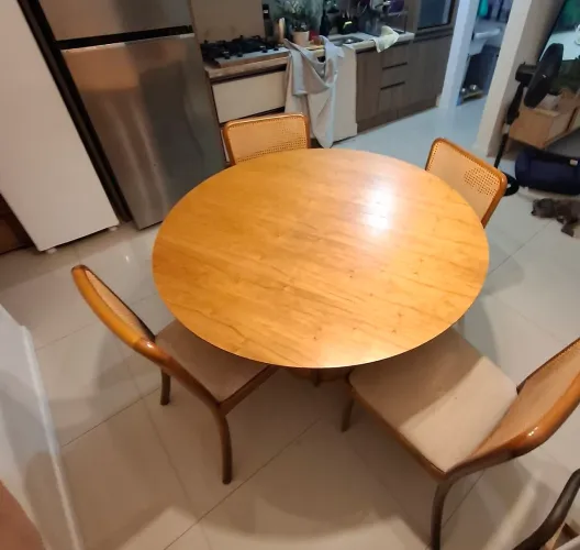 Mesa madeira redonda Mendoza 130