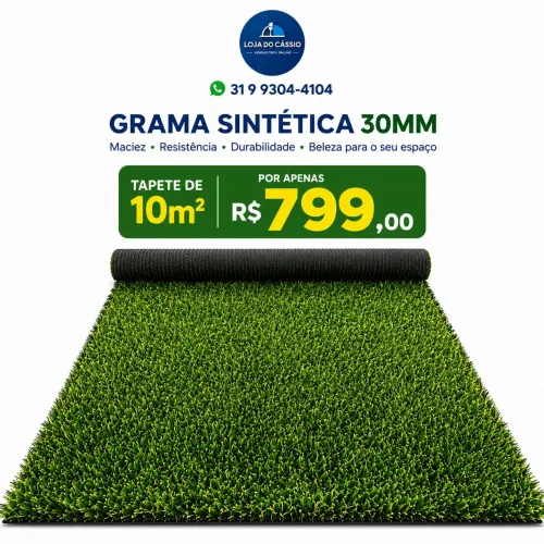 Grama sintética 30mm - Entrega imediata BH e região