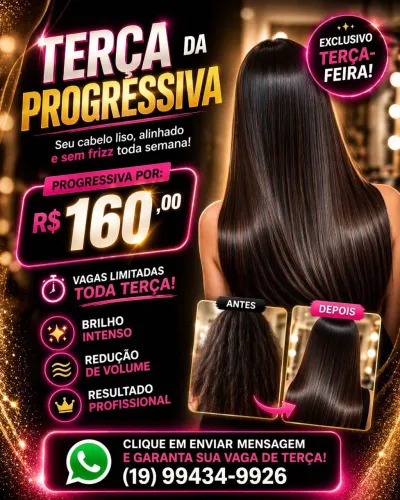 Progressiva Profissional em Campinas | Toda terça por R$160