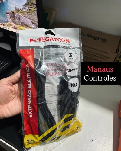 Extensão Elétrica 3 Metros Preta - Padrão 2P+T