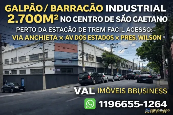 ANALISO PROSPOSTA PARCELAMENTO DIRETO! Galpão / Barracão 2.700m² para venda e locação, Cen